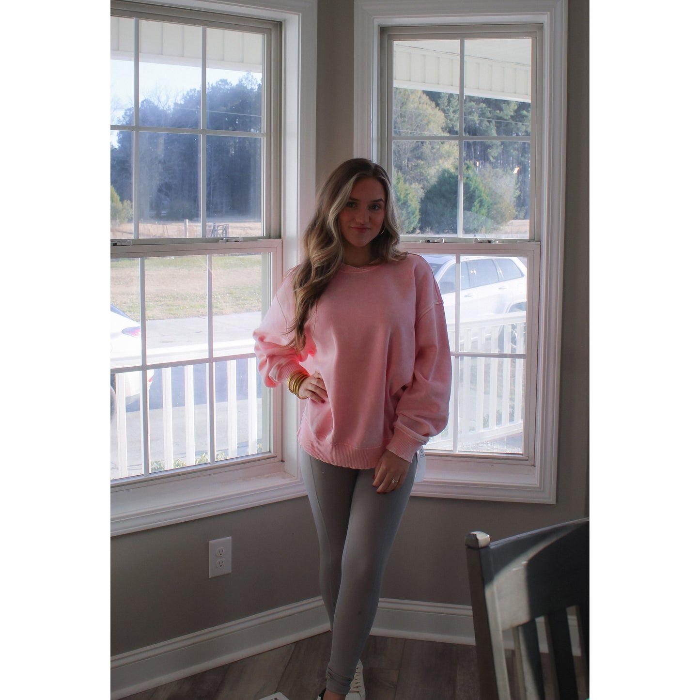 Georgie Oversized Sweatshirt, Light Pink