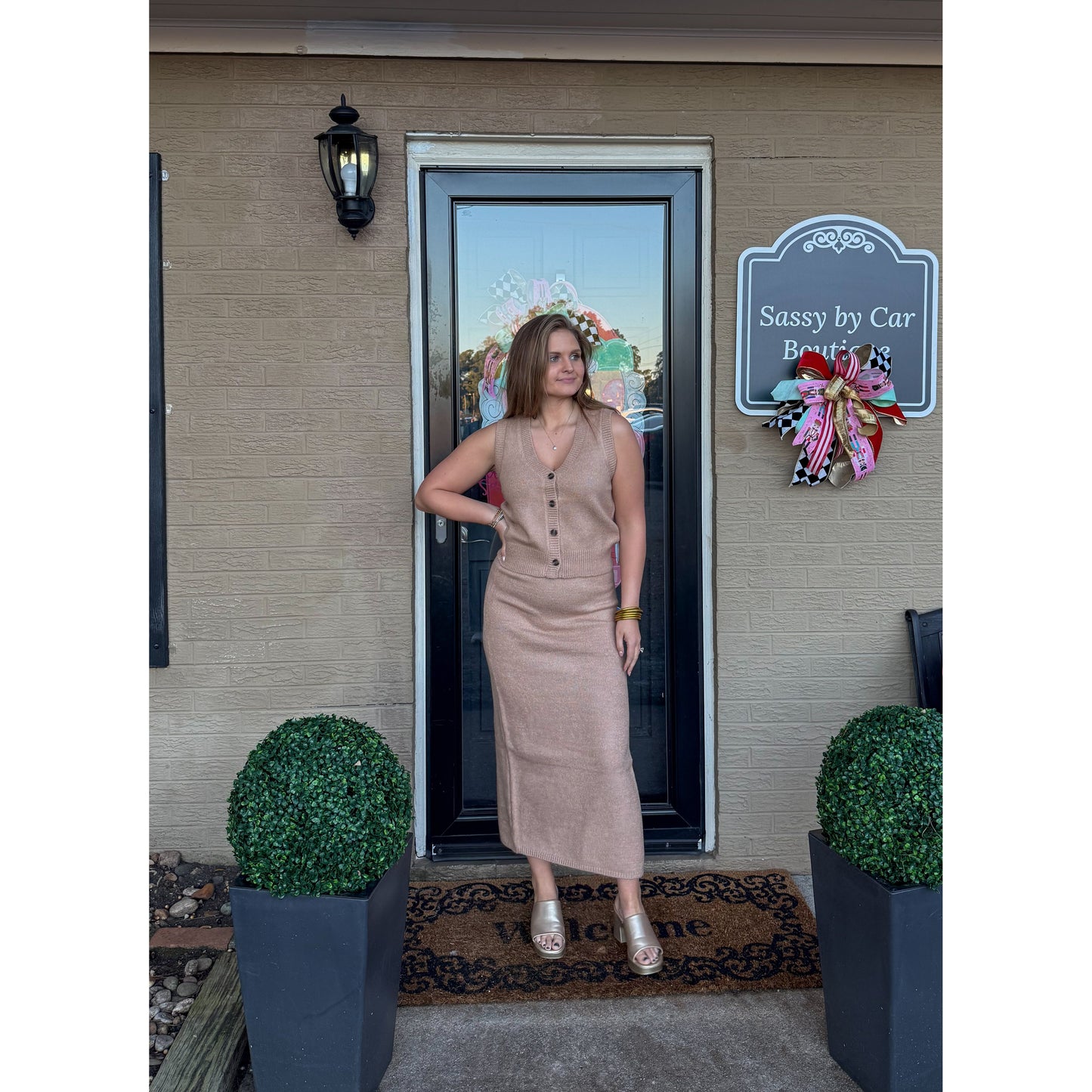 Gia Sweater Knit Set, Taupe