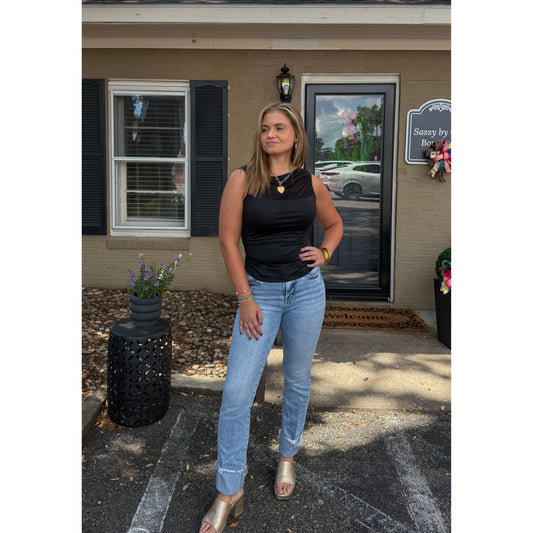 Mesh Detail Top, Black