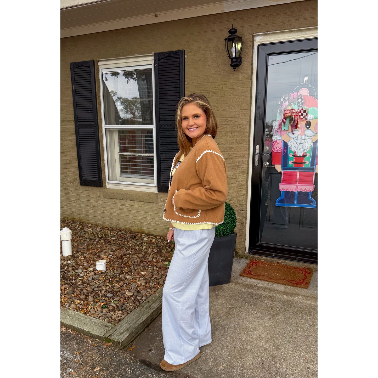 Jackie Detail Jacket, Camel/Cream