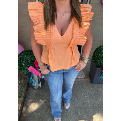 Ruffle Detail Top, Apricot