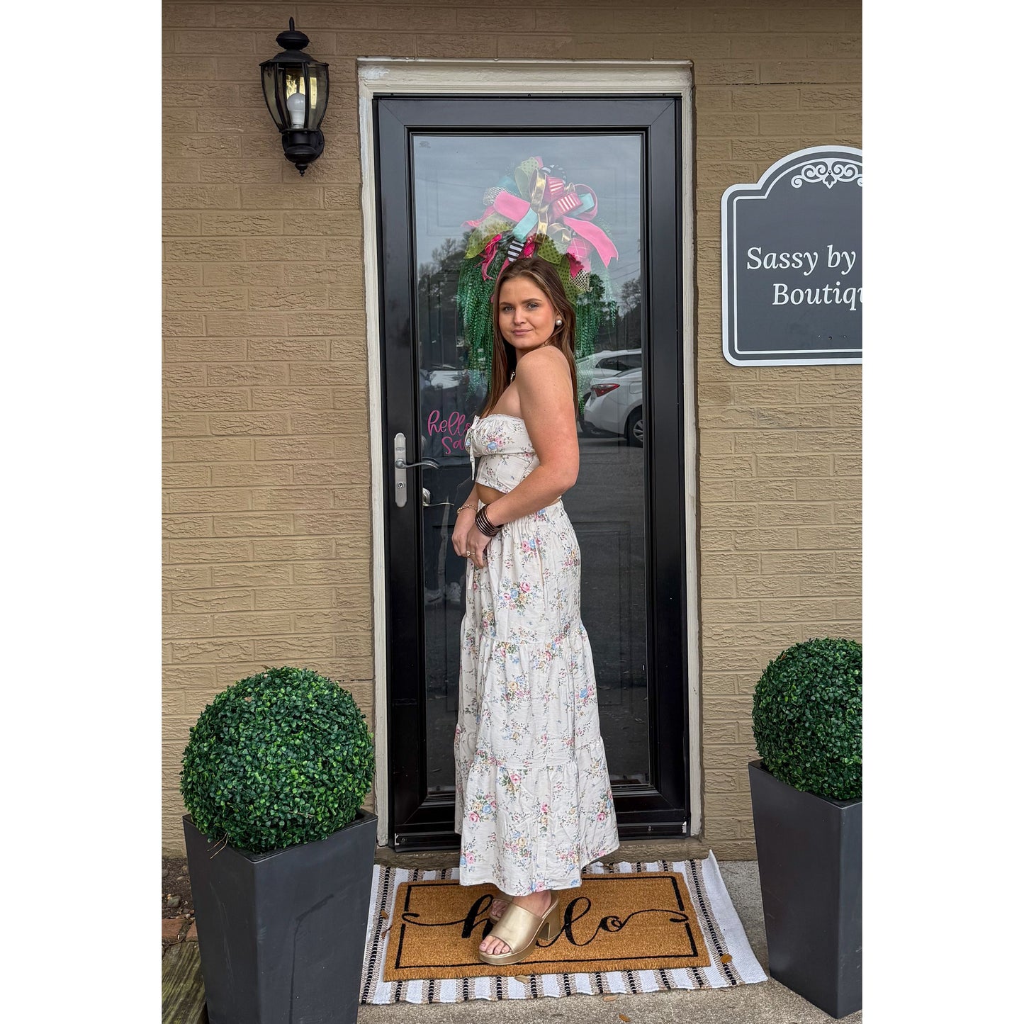 Floral Detail Maxi Skirt Set, Multi