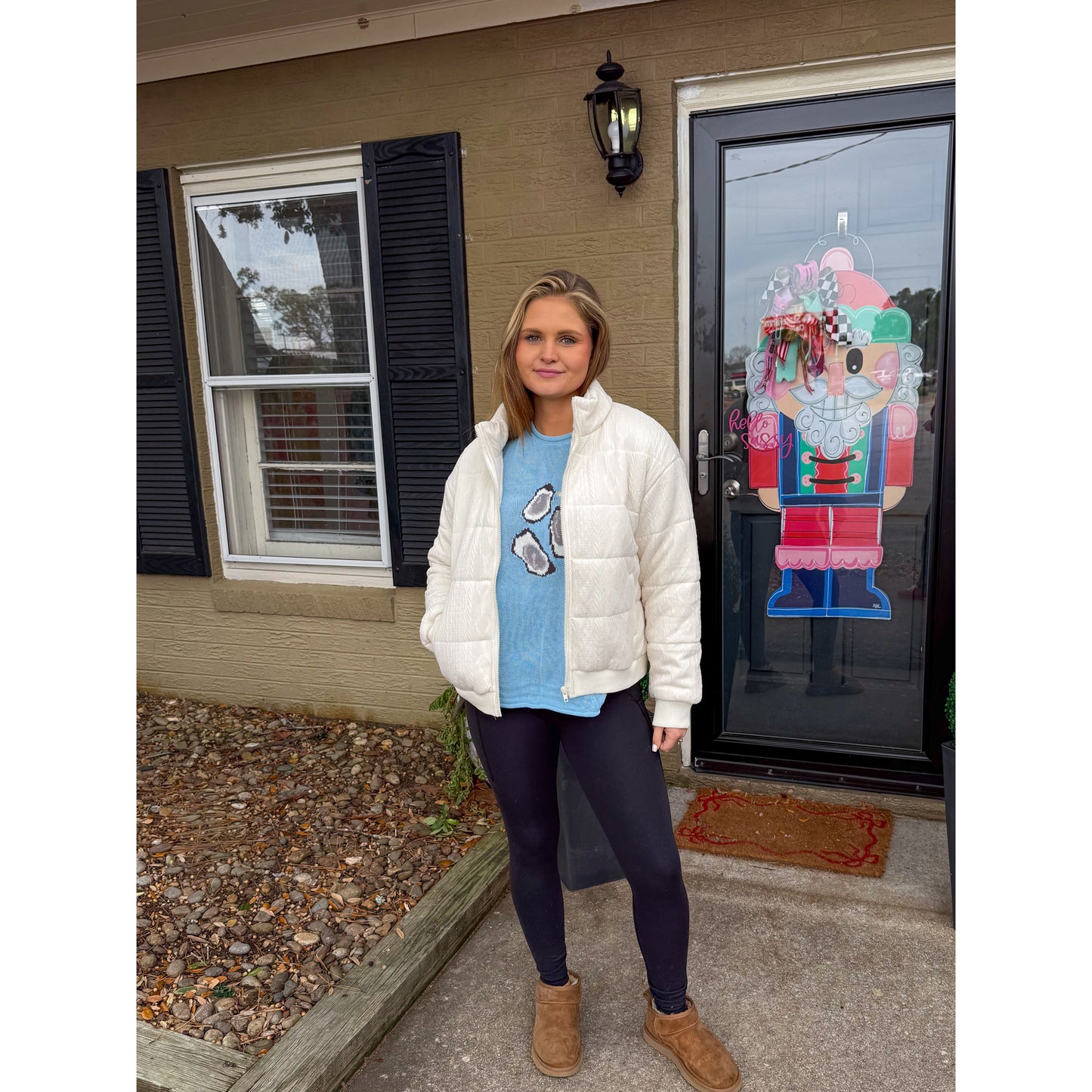 Cream Detail Puffer Jacket