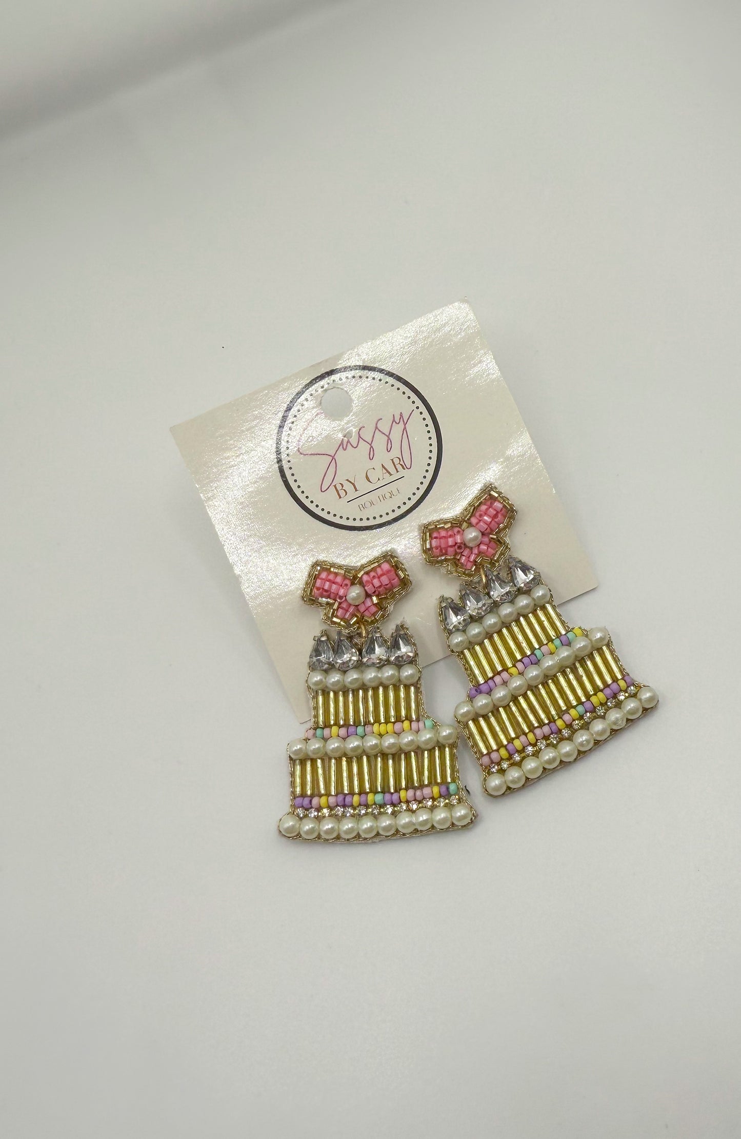 Birthday Cake Beaded Earrings