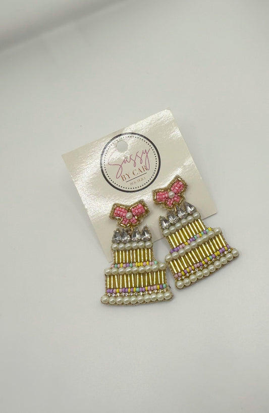 Birthday Cake Beaded Earrings