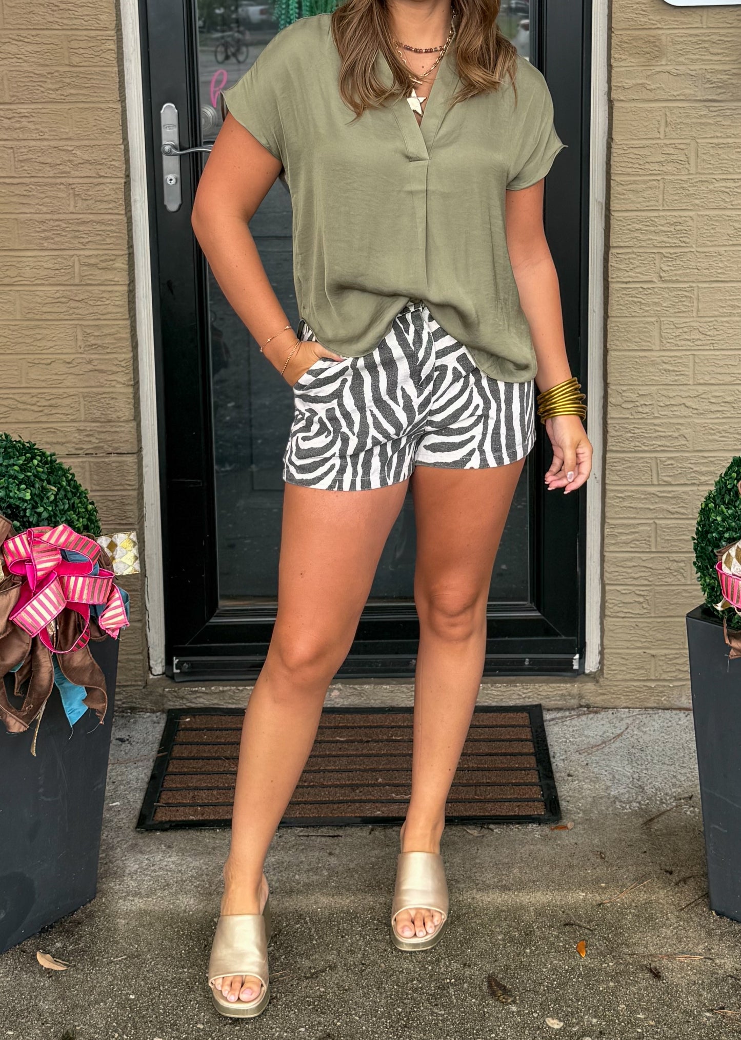 Celeste V-Neck Top, Olive