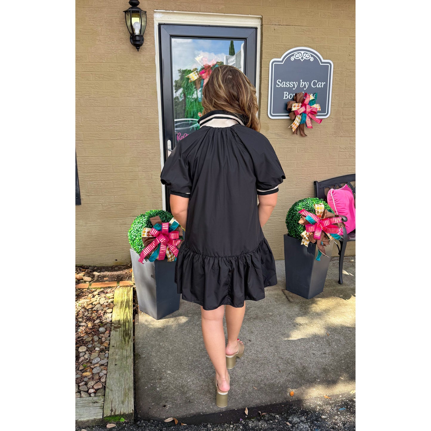 Kenny Mini Dress, Black/Taupe