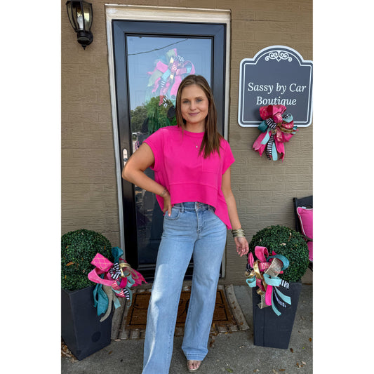 Eloise Detail Top, Hot Pink