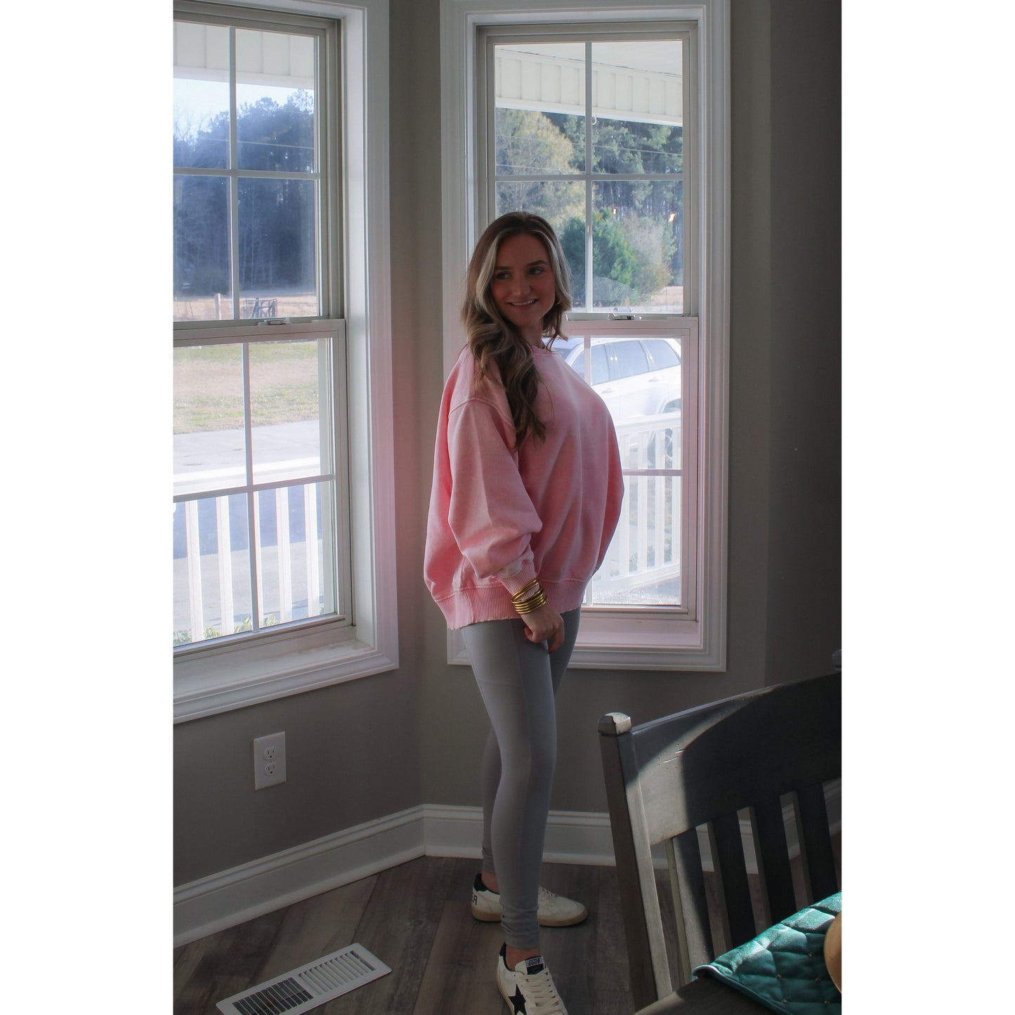 Georgie Oversized Sweatshirt, Light Pink