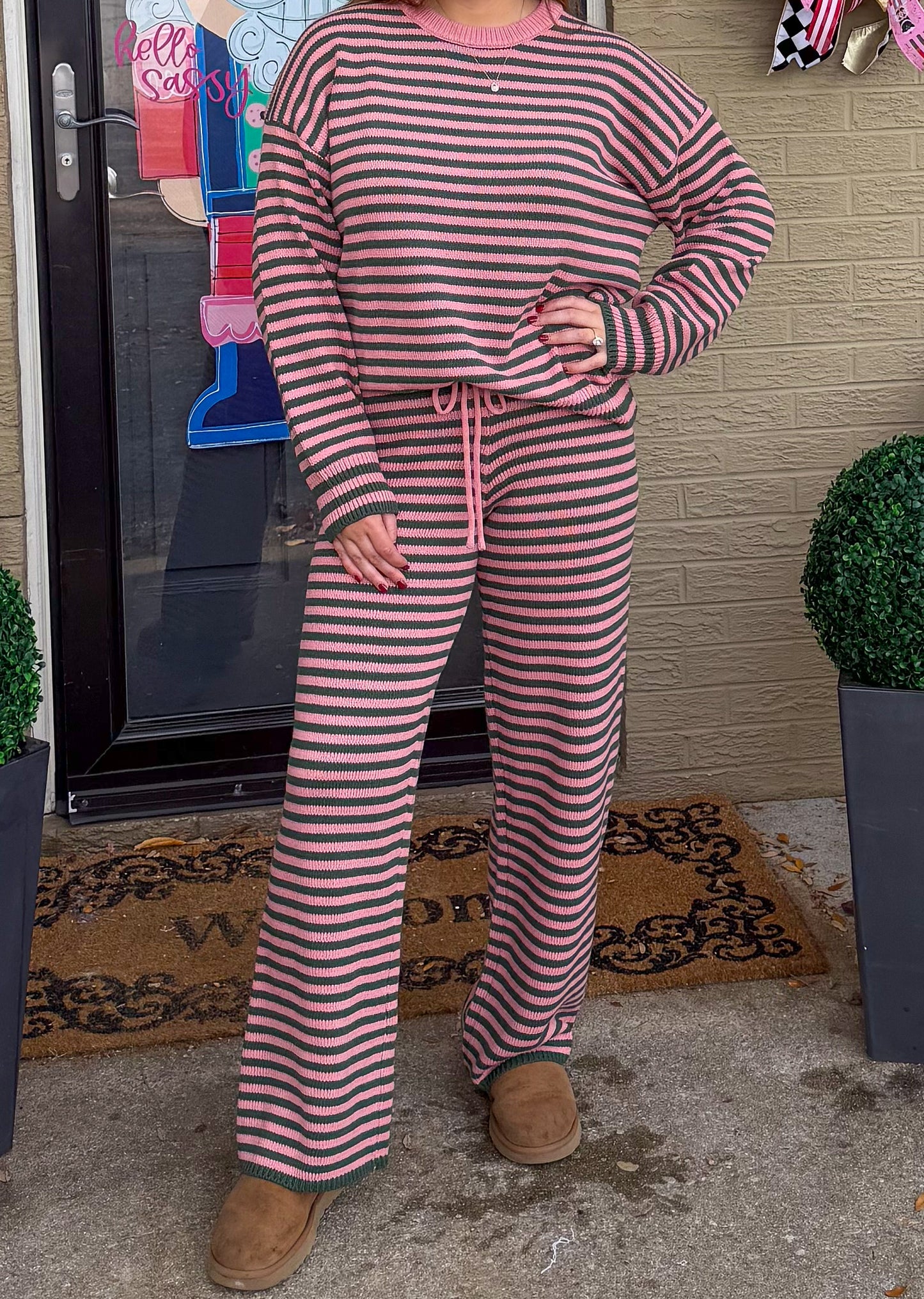 Pink/Green Stripe Lounge Set