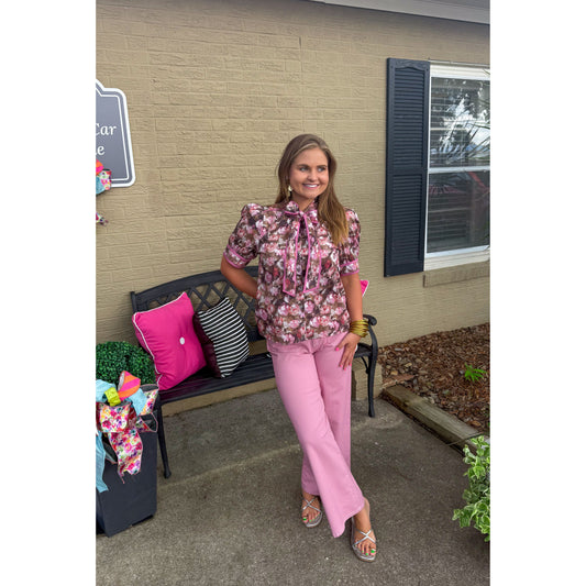 Chloe Floral Top, Mauve Multi