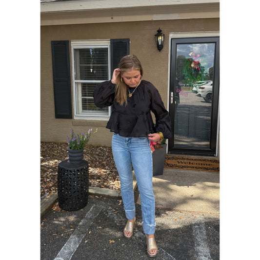 Adelyn Floral Top, Black