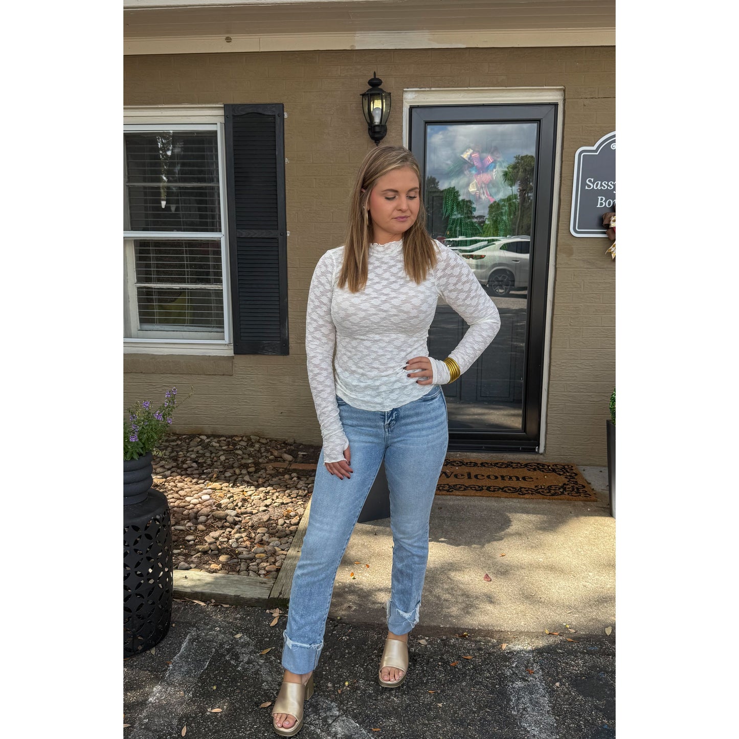 Harlow Sheer Top, Off White