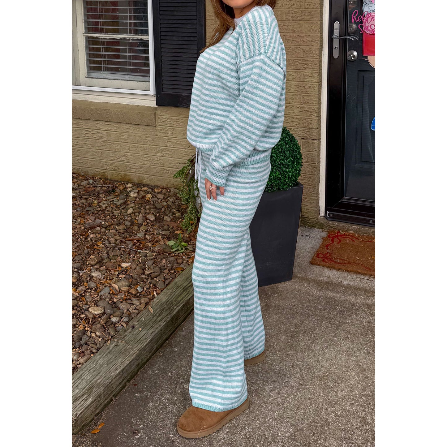 Knit Stripe Lounge Set, Blue Multi