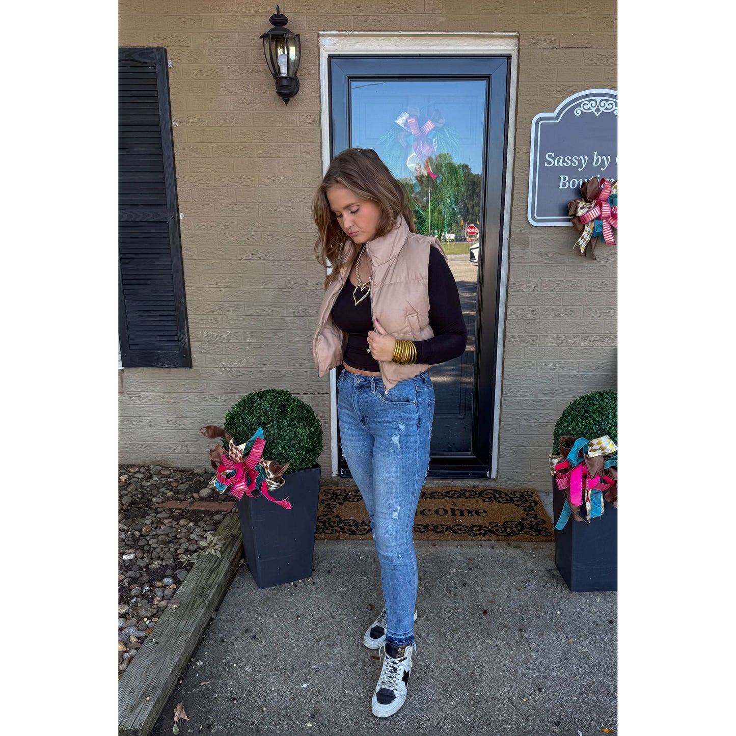 Raelyn Faux Leather Puffer, Mocha