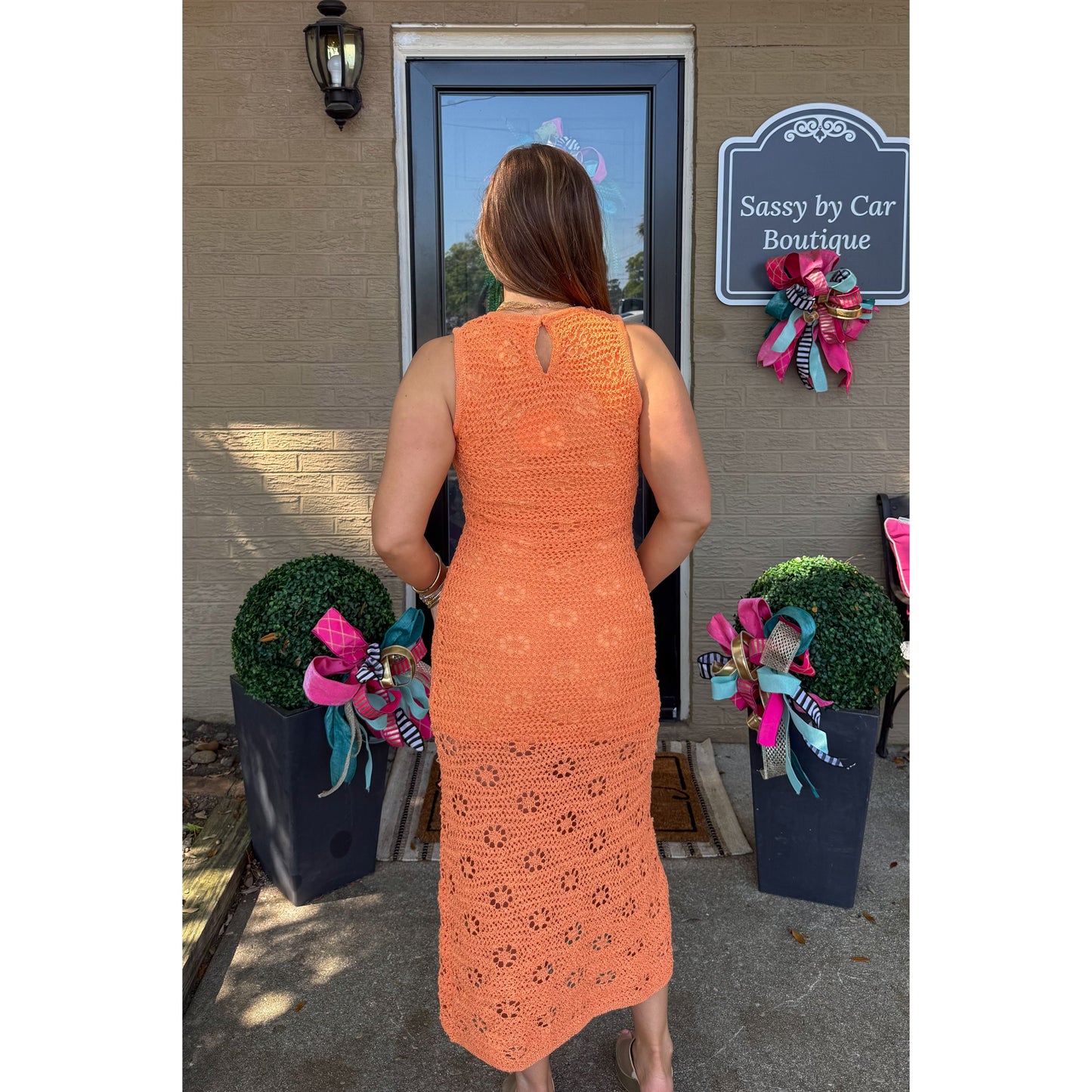 Dahlia Knit Midi Dress, Orange