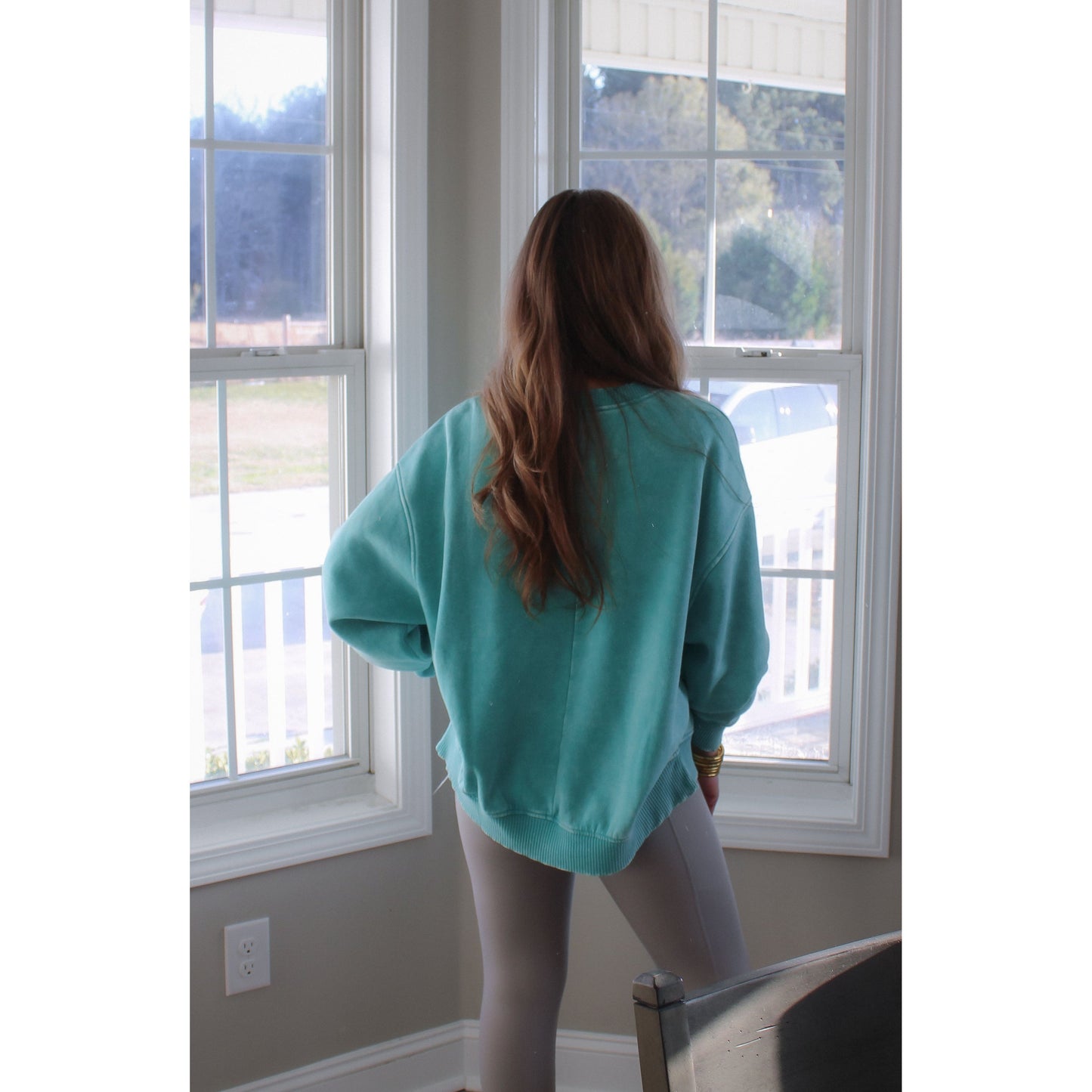 Georgie Oversized Sweatshirt, Turquoise