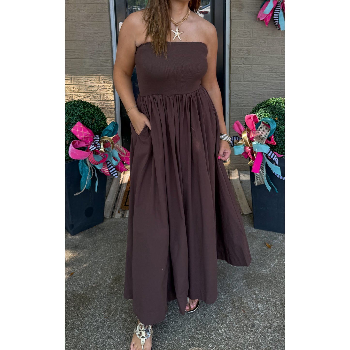 Soph Tube Dress, Chocolate Brown