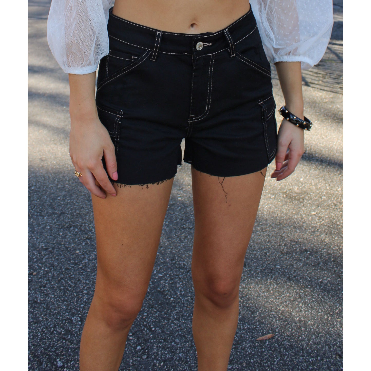 Meredith Cargo Shorts, Black