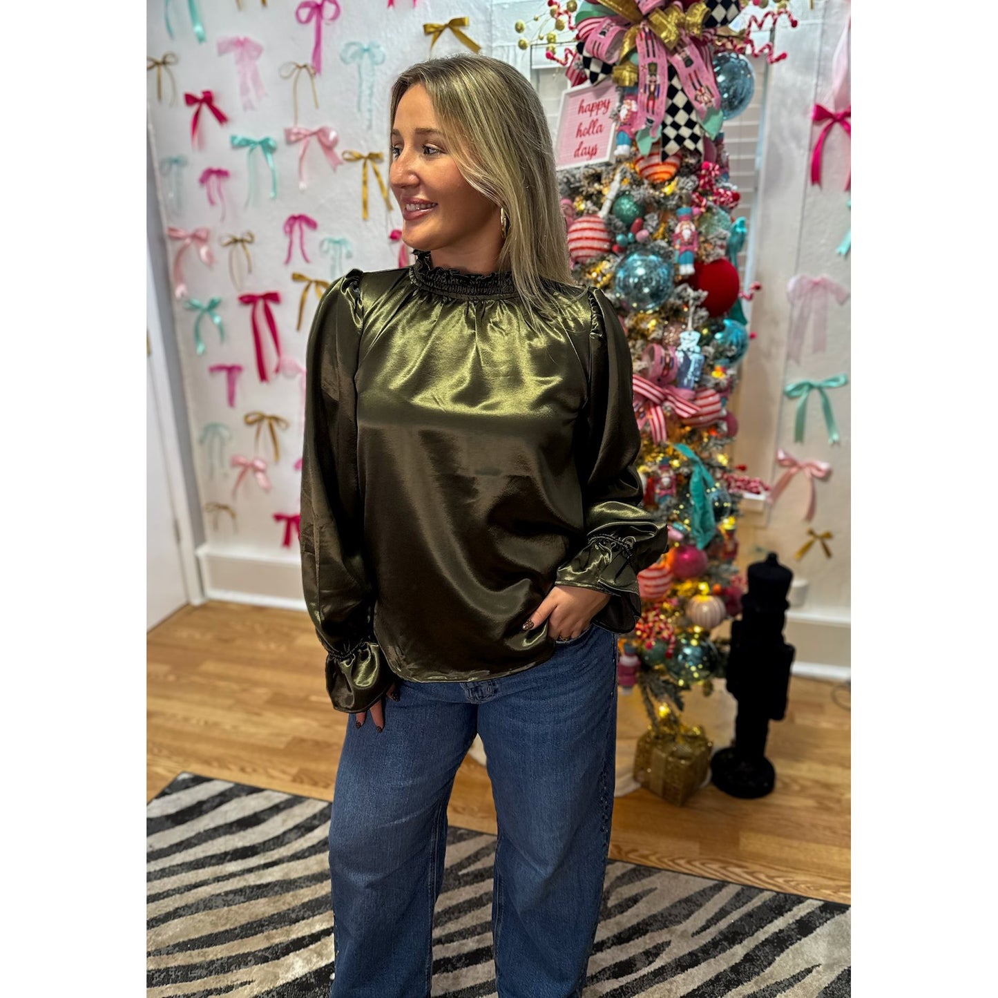 Chloe Blouse, Olive Green