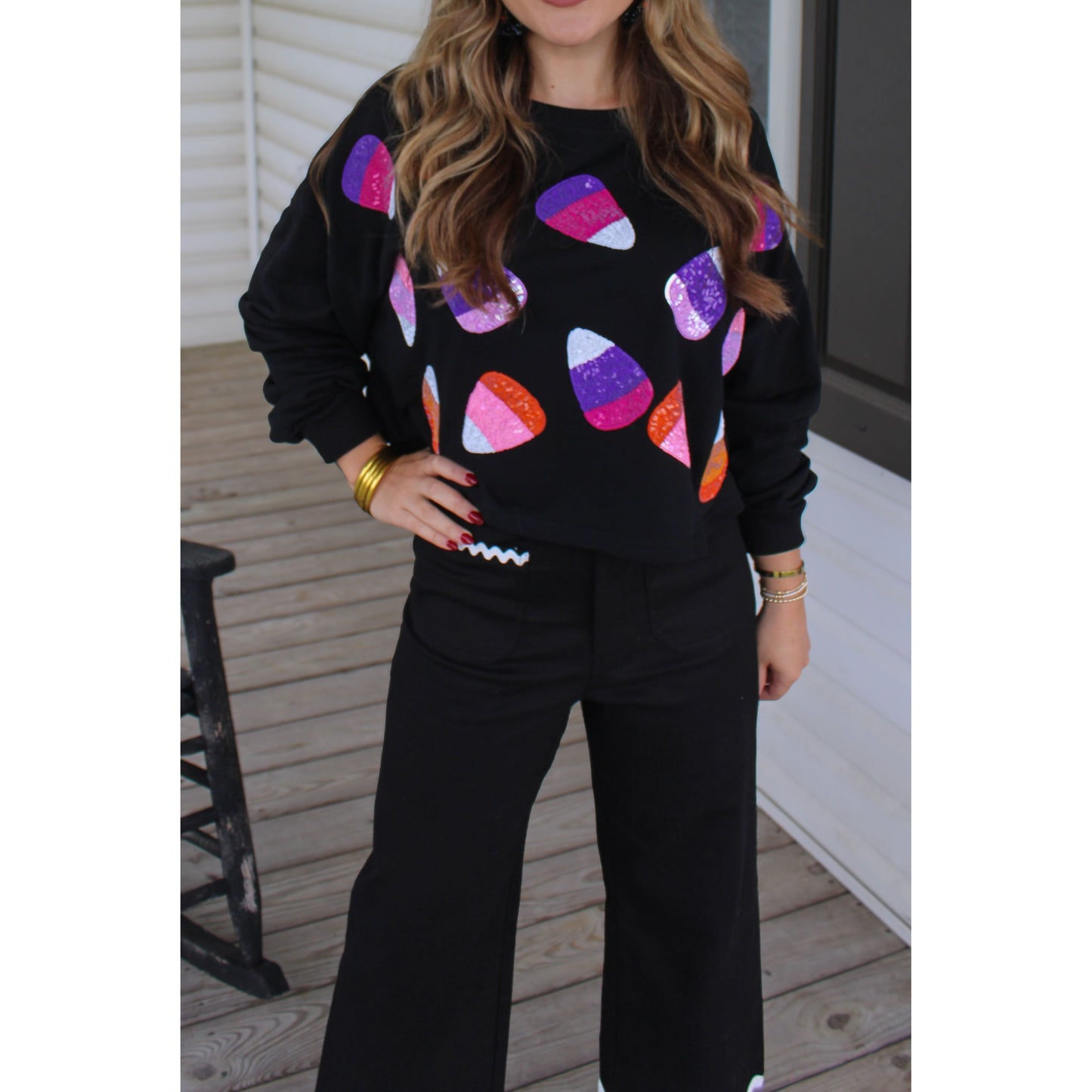 Candy Corn Sequin Sweatshirt, Multi-Color