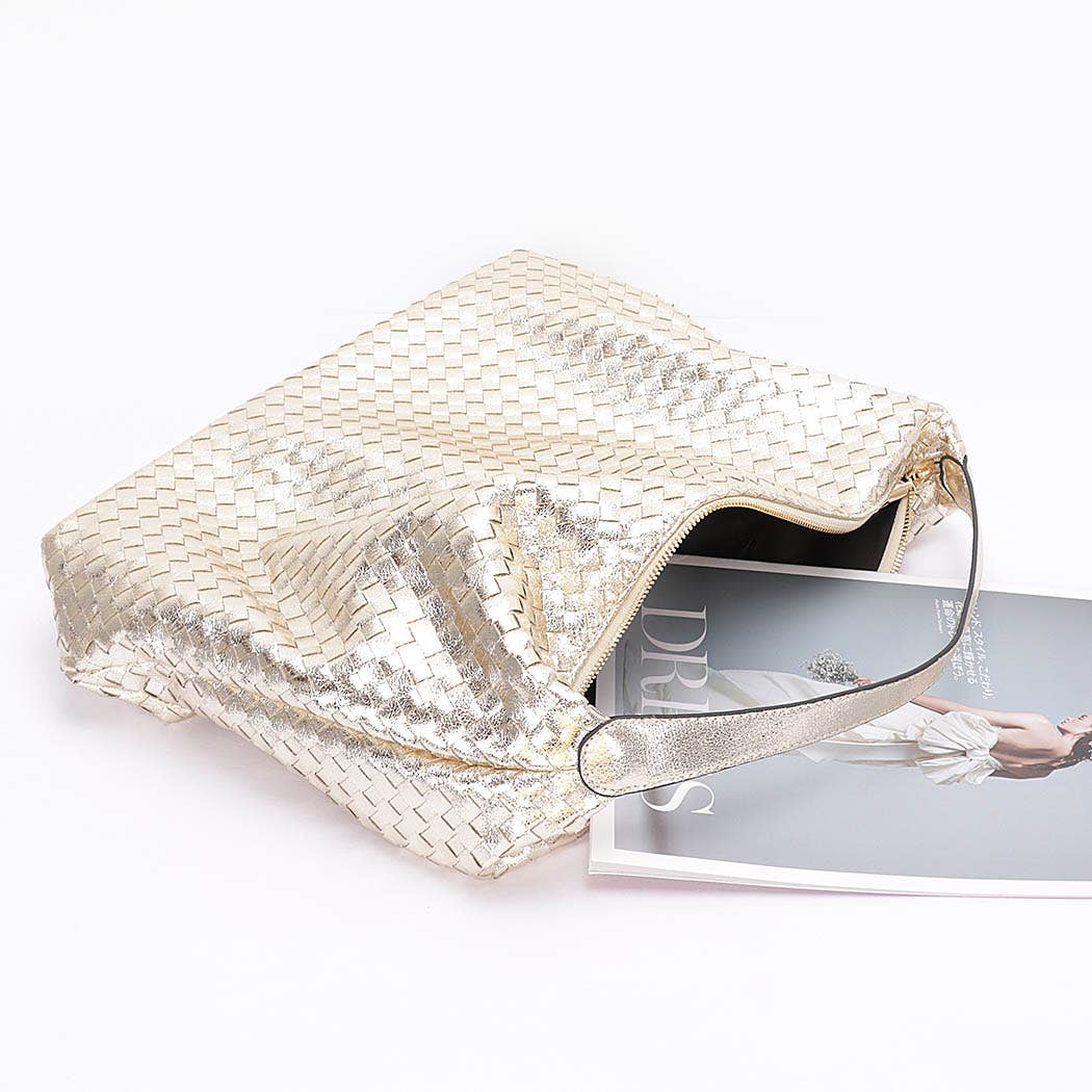 Metallic Braided Tote Bag