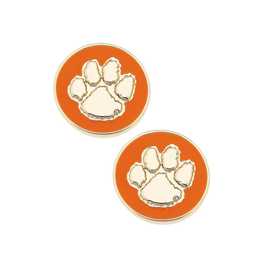 Clemson Tigers Logo Circle Stud Earrings