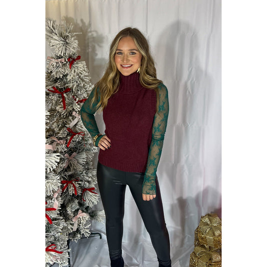 Tatum Knit Turtleneck, Wine