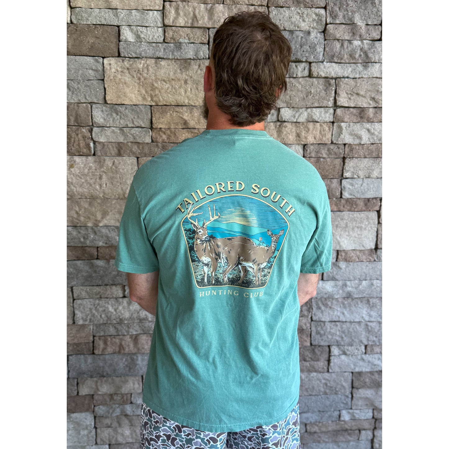 Mens Deer T-Shirt, Hunter Green