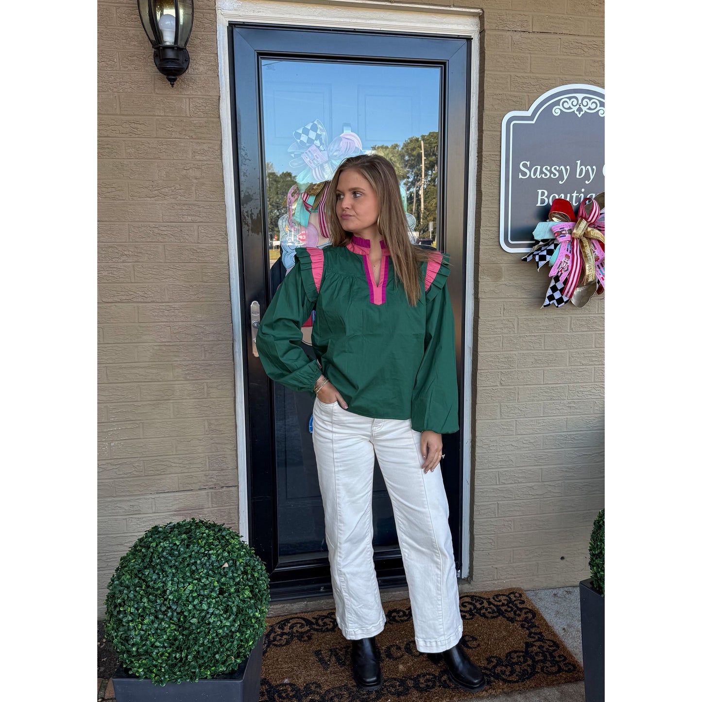 Molly Blouse, Hunter Green