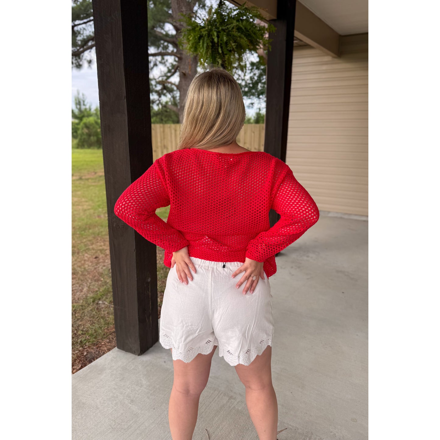 USA Crochet Top, Red