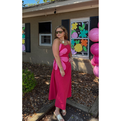 Daisy Midi Dress, Pink/Red