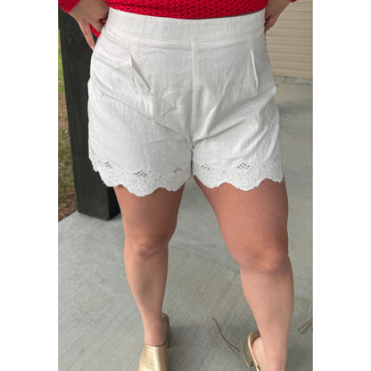 Eyelet Detail Shorts, White