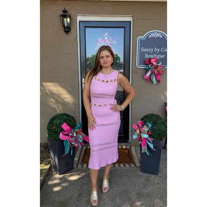 Seashell Detail Knit Dress, Baby Pink
