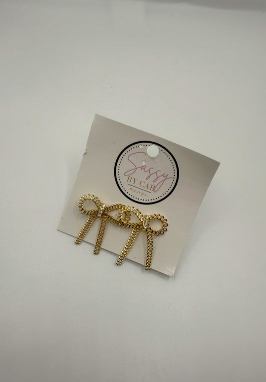 Bow Detail Earrings, Gold