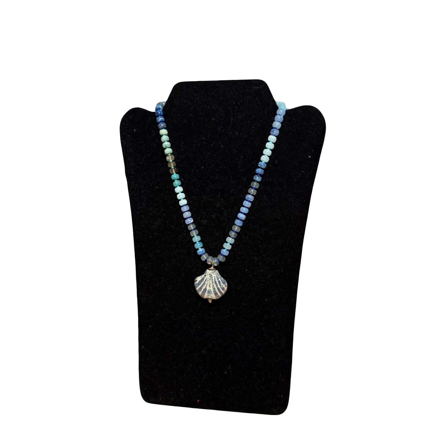 Seashell Necklace, Blue Multi
