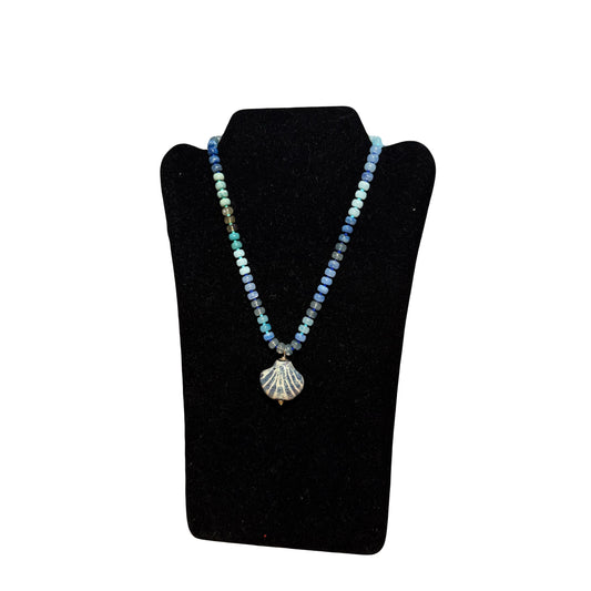 Seashell Necklace, Blue Multi