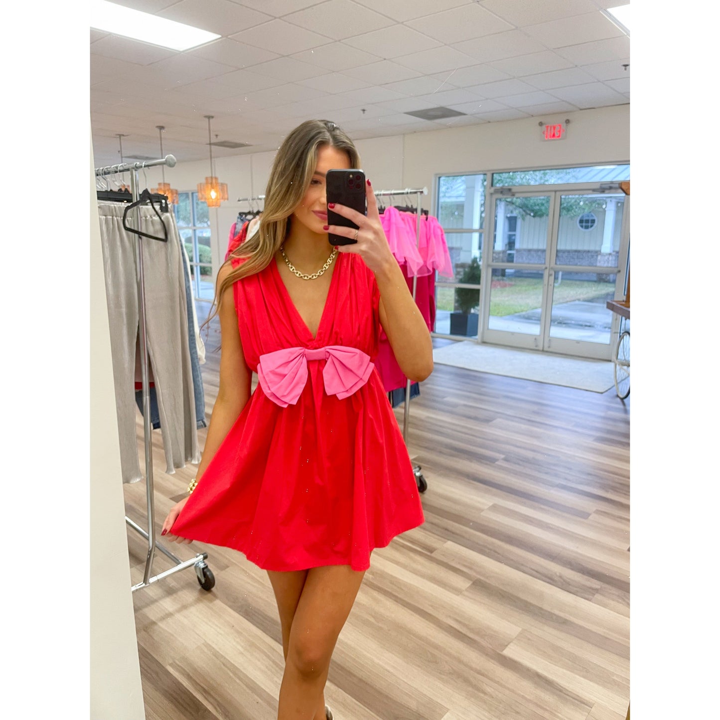 Haisley Detail Romper, Red/Pink