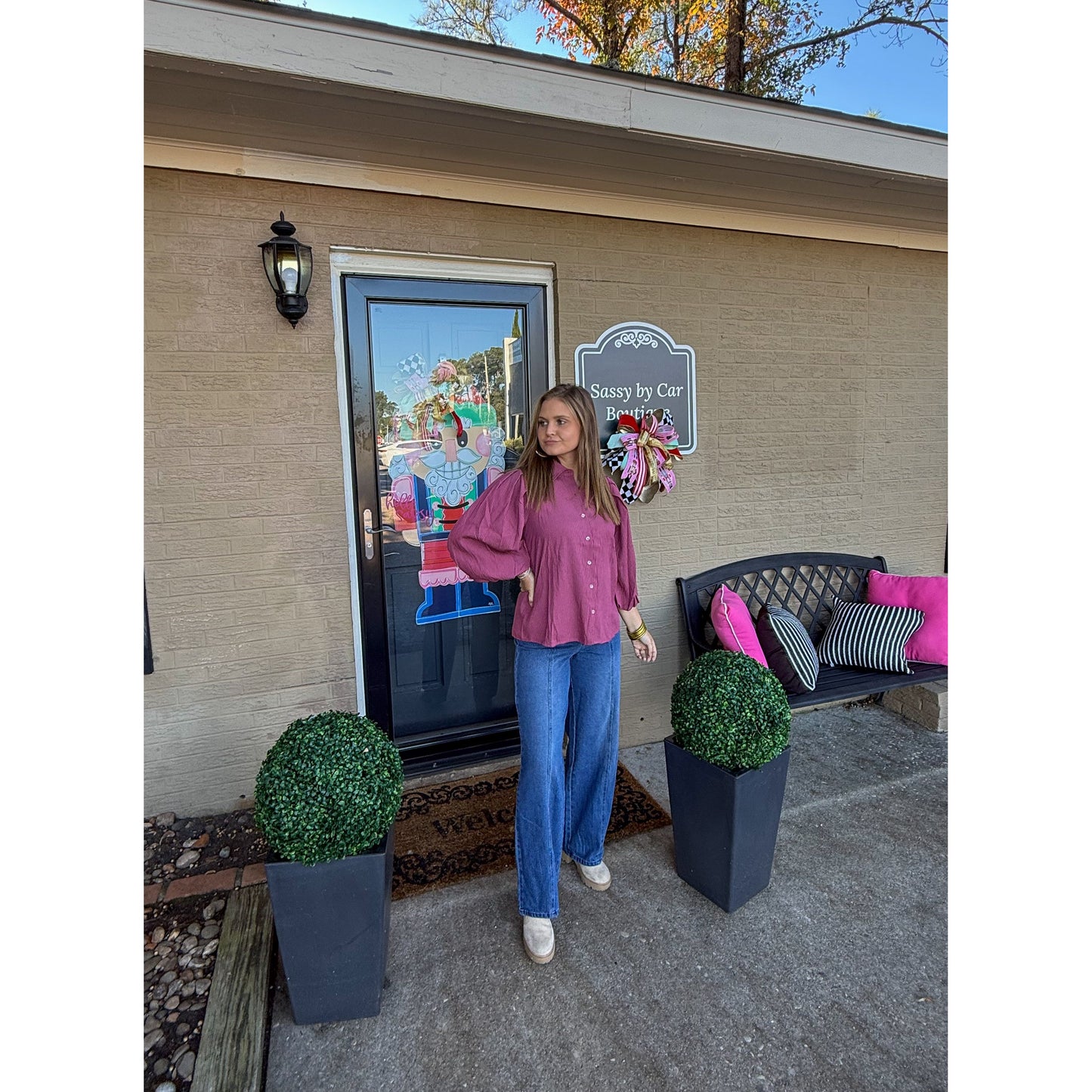 Mabel Detail Blouse, Pink Multi