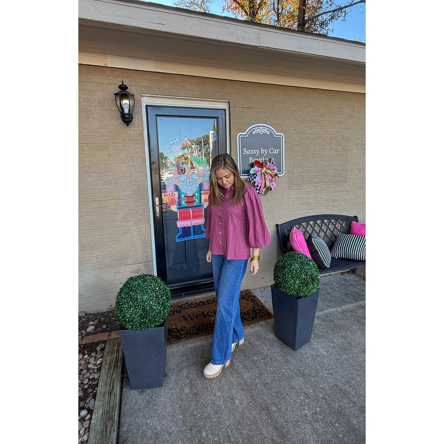 Mabel Detail Blouse, Pink Multi