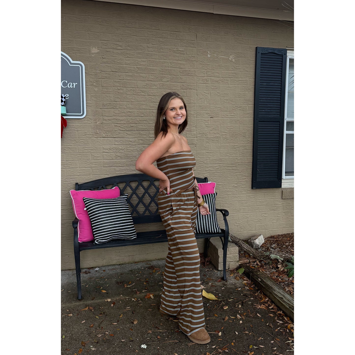 Parker Stripe Lounge Set, Brown/Blue