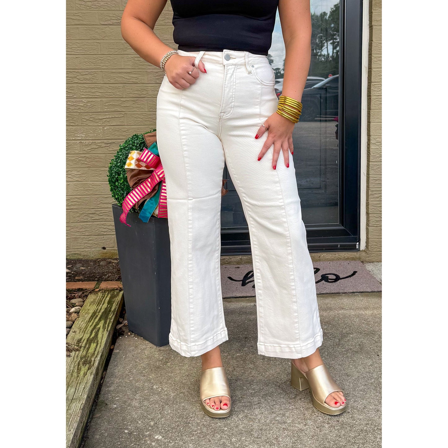 Ivory Wide Leg Jeans