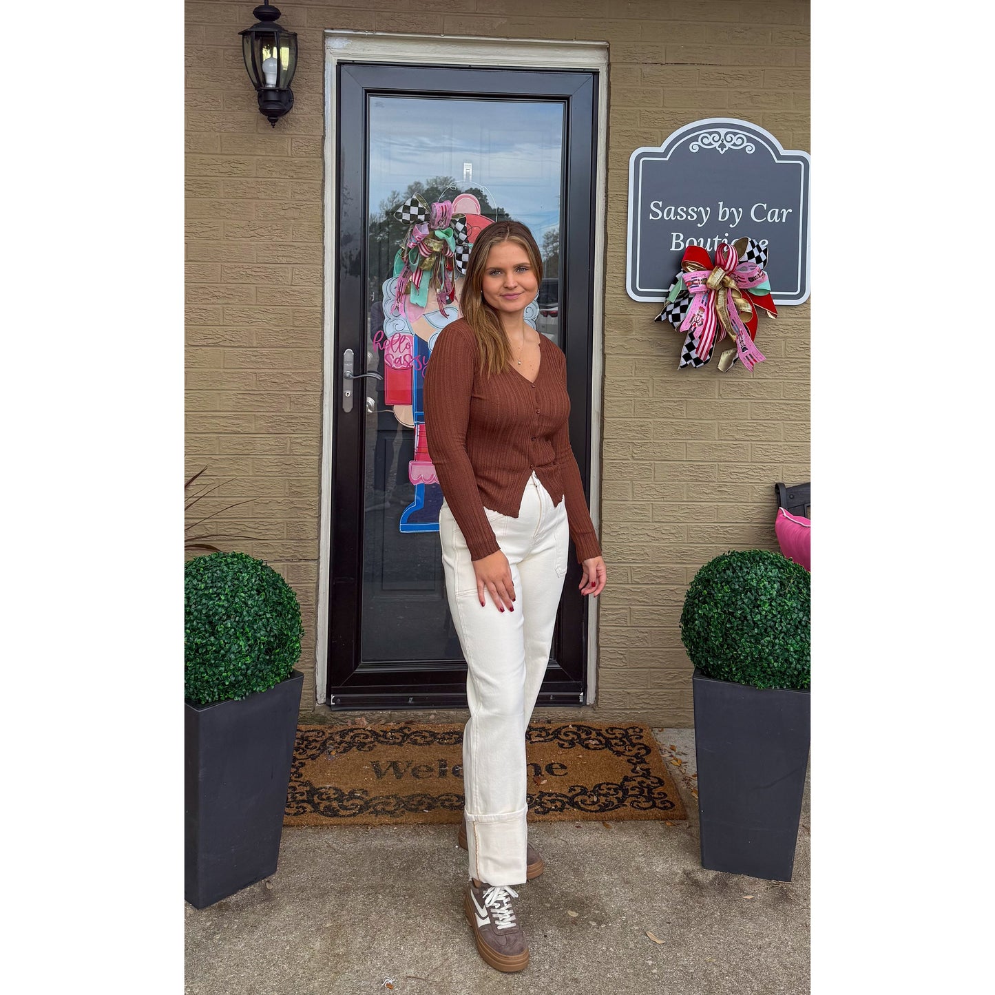 Kira Detail Top, Brown