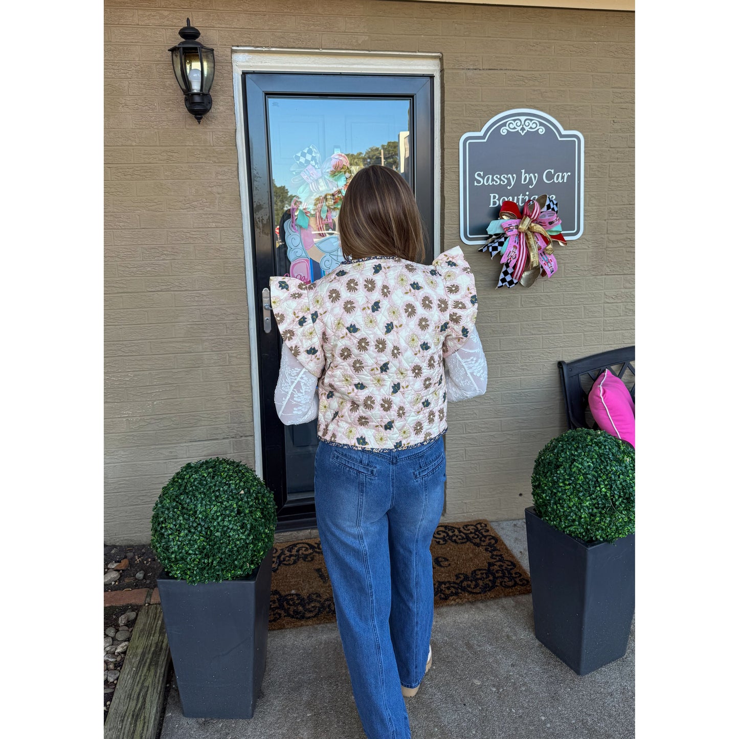Floral Detail Quilted Vest