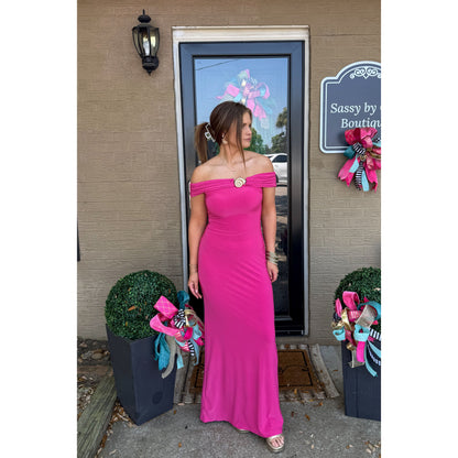 OTS Seashell Maxi Dress, Fuchsia