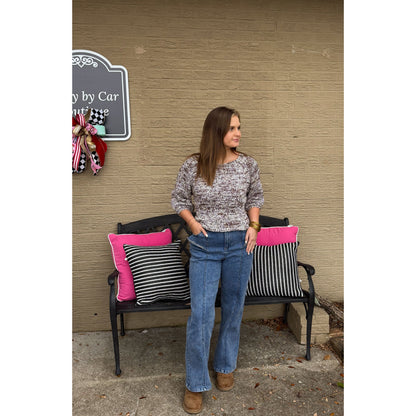 Kinsley Peplum Sweater Top, Dark Oak