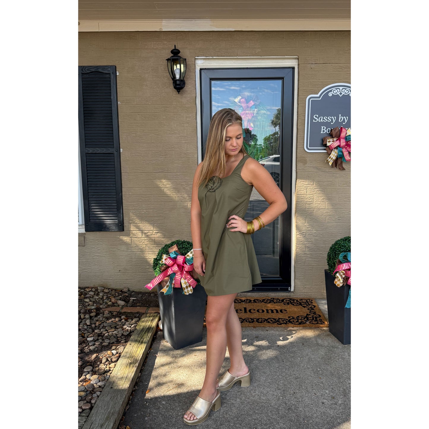 Olive Mini Dress, Green