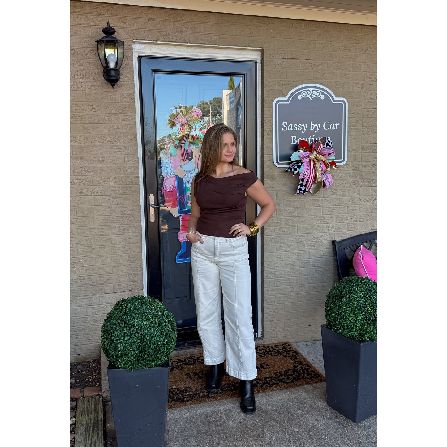 Asymmetrical Top, Chocolate Brown