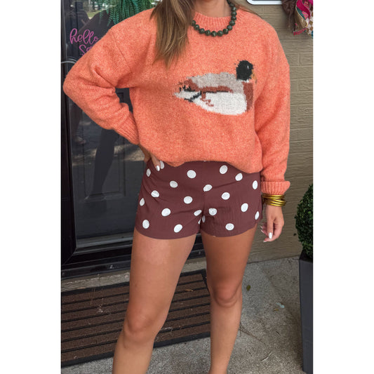 Tatum Polka Dot Shorts, Brown/White