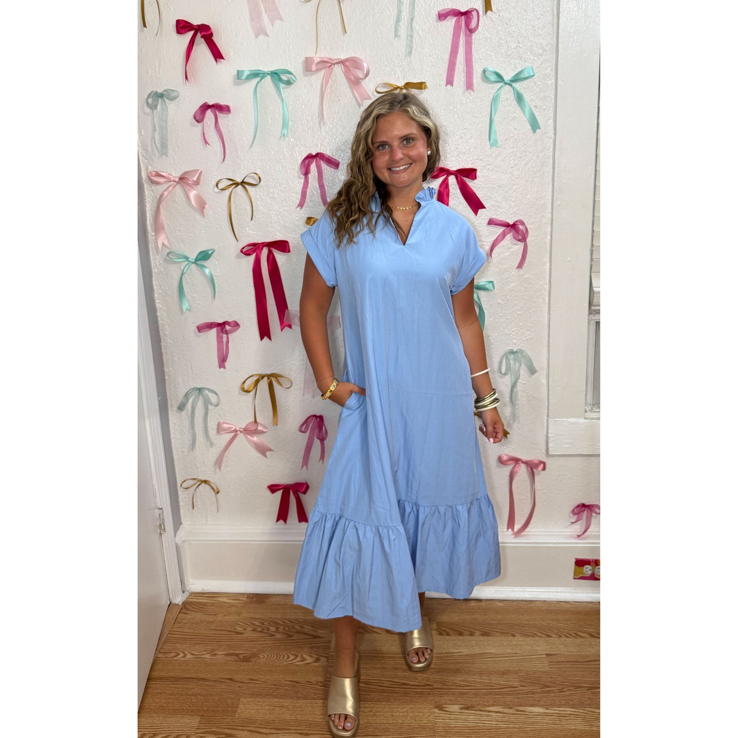 Belle Midi Dress, Sky Blue